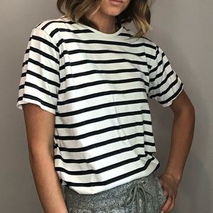Navy and white striped tee - 100% cotton